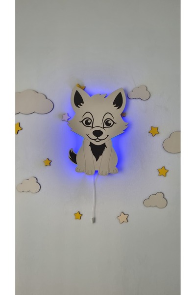 M&C tasarım Kurt Figürlü Gece Lambası – LED Işıklı Çocuk Odası Duvar Aydınlat...