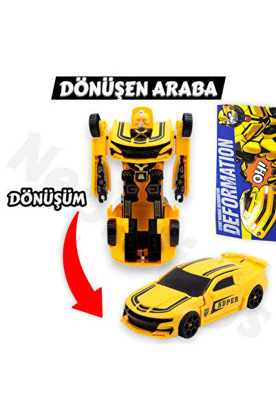 YILDIRIM OYUNCAK Transformers Sarı Spor Arabaya Dönüşen Sürtmeli 20 cm Kutulu...
