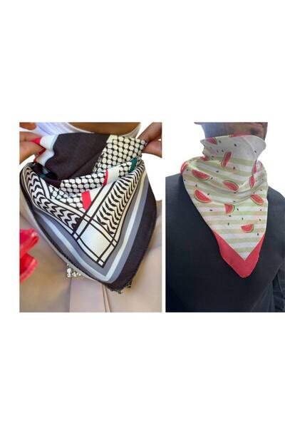 ALDAIYR 2 قطعة وشاح بتصميم فلسطيني 50×50 مناسب للجنسين للاستخدام اليومي، شال ...