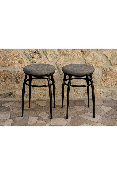 ECRİNART DÖRT AYAKLI MİNDERLİ KOYU FÜME TABURE