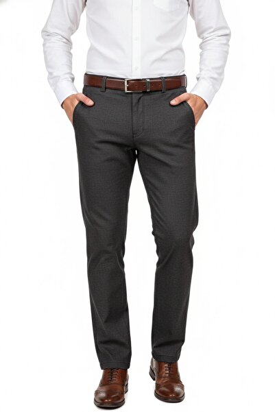 KAMER Men's Regular Fit Classic Unpleated Canvas Trousers P1168 Bgl-St04796