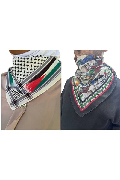 ALDAIYR 2 قطعة وشاح بتصميم فلسطيني 50×50 مناسب للجنسين للاستخدام اليومي، شال ...