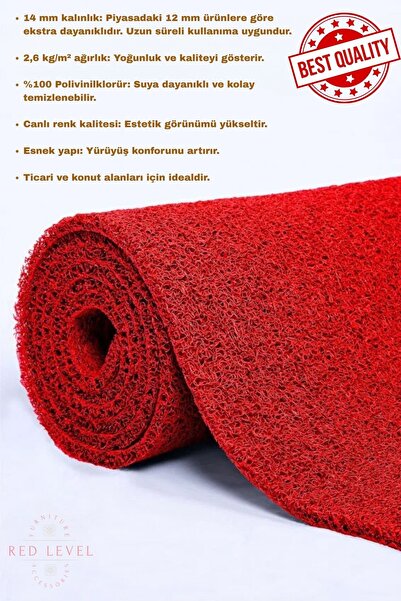 Red Level Curly Doormat 14mm Non-Slip Base Runner Door Mat Apartment Shop Entrance Carpet Krm 1200X100