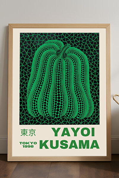 Duvarda Poster înrămat din lemn natural Yayoi Kusama, pictură decorativă de p...