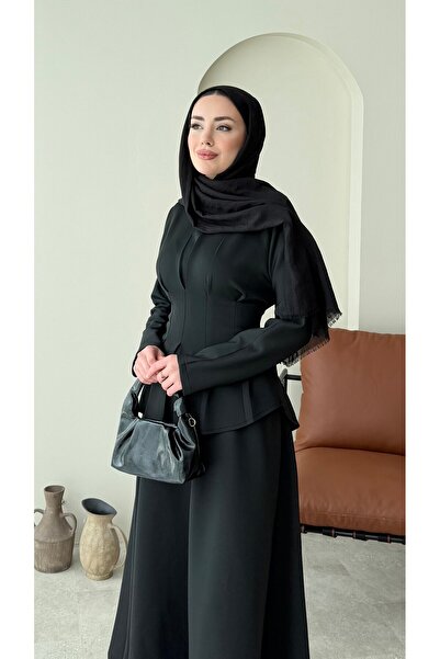 Miraydın Butik Waist-tied scuba skirt set - black
