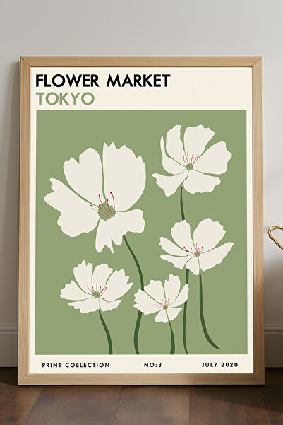 Duvarda Poster înrămat din lemn natural Flower Market Tokyo, pictură decorati...