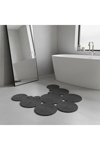 Comfort Craft Jute Straw Look | Anthracite | Double-Sided Washable Bath Mat | Toilet Front | Stain-Resistant