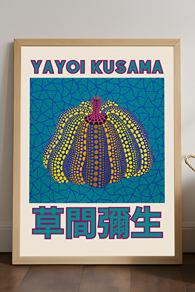 Duvarda Poster înrămat din lemn natural Yayoi Kusama, pictură decorativă de p...