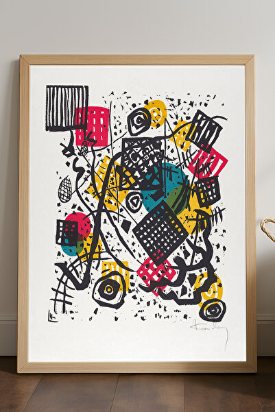 Duvarda Poster cu ramă din lemn natural multicolor, pictură decorativă artist...