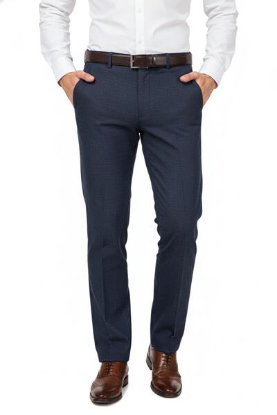 KAMER Men's Regular Fit Classic Unpleated Canvas Trousers P1168 Bgl-St04796