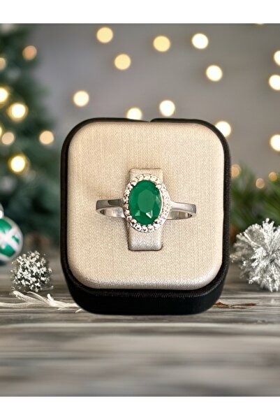 Turkuaz Silver Yeşil Kuvars Taşlı Yüzük