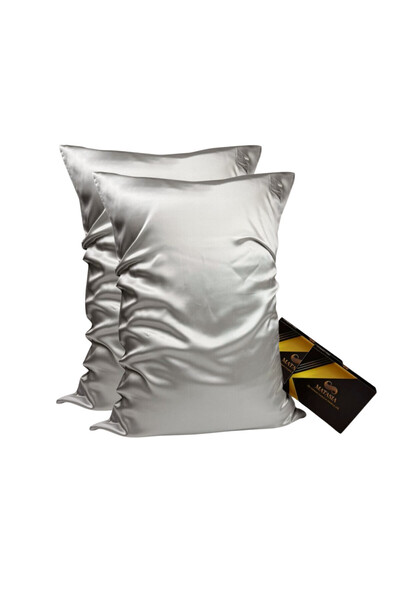 MATASIA Set of 2 Mulberry Silk Pillowcases 22 Momme – Silver Grey, 50×70 cm | MATASIA®