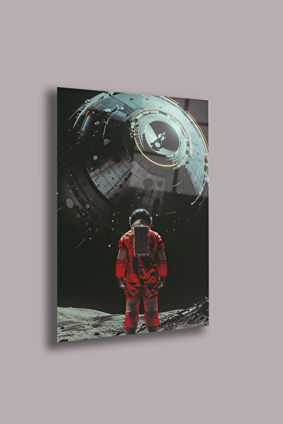gxe.art Αστροναύτης μπροστά από τη διαστημική βάση 4mm Γυάλινη ζωγραφική – Σχ...