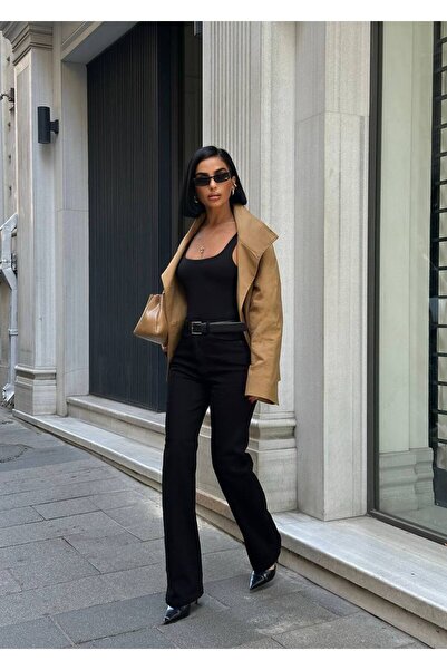 Diviny Women's High Waist Black Trend Flared Jean Pants