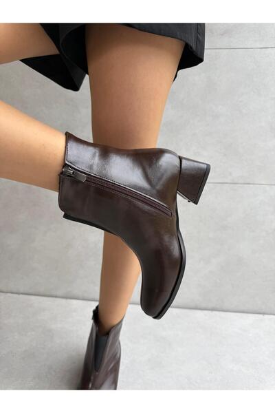 Elvinin Tarzı Jessa Bitter Brown Flexible Rubber Detailed Boots