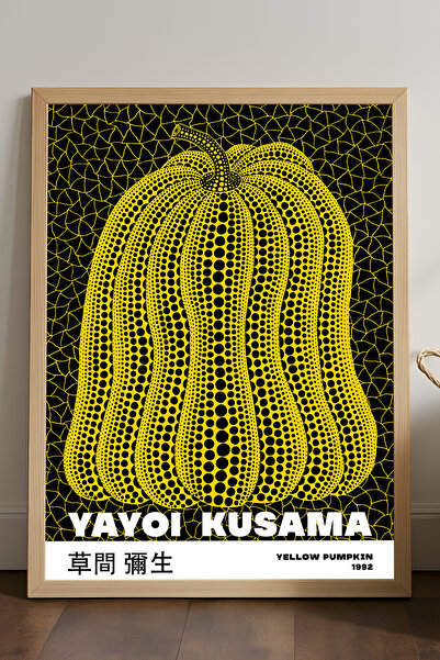 Duvarda Poster înrămat din lemn natural Yayoi Kusama, pictură decorativă de p...