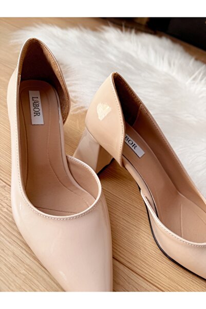 labor Selection Patent Leather Stiletto Pointed Toe Women's Heeled Shoes Thick Heel 9 cm