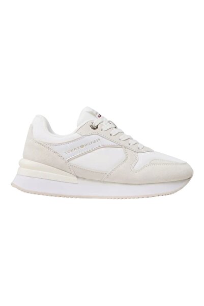 Tommy Hilfiger Fw Arlene 1C Beyaz Kadın Deri Süet Sneaker