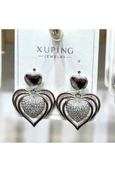 XUPING JEWELRY Xuping Zircon Stone Steel Heart Earrings
