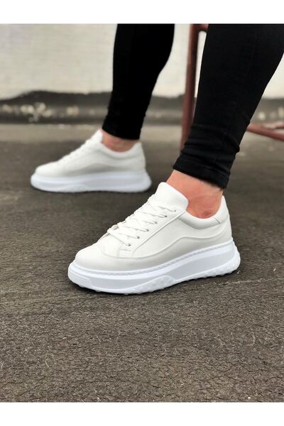 Mhoda Shoes حذاء رياضي رجالي كاجوال برباط من الجلد طراز RLX507 CBT - أبيض