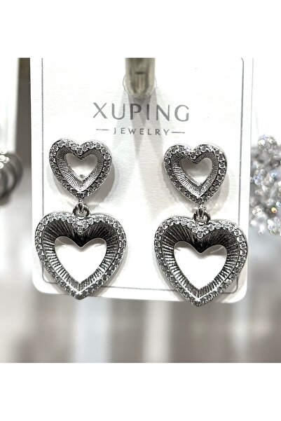 XUPING JEWELRY Xuping Zircon Stone Heart Steel Earrings