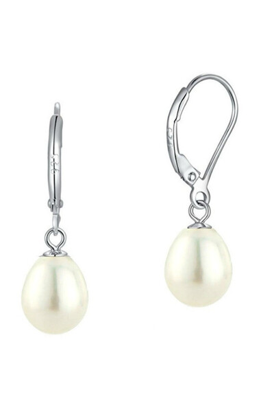 Kaskadda Cercei Perle Albe Naturale 8/5 mm, Formă Lacrimă, Tortiță Închisă, A...