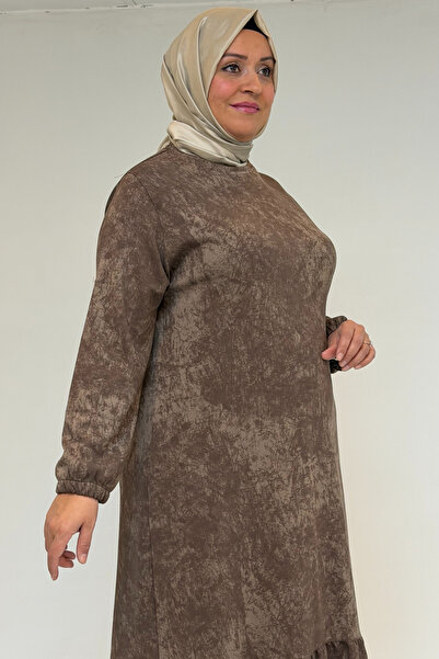 Eslina 52032 Plus Size Skirt Ruffled Tie-Dye Modal Dress - Tie-Dye Mink