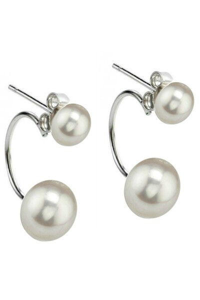 Kaskadda Cercei Perle Albe Double 2 în 1, 7–10 mm, Argint 925 Placat cu Platină | KASKADDA®