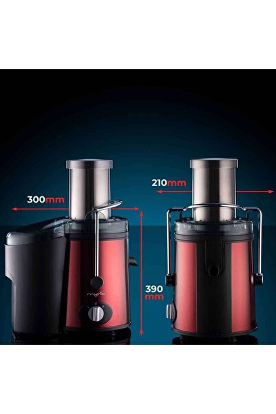 MyRia Fruit and vegetable juicer MY4013, 1.1l, 800W, 2 power levels, black-red