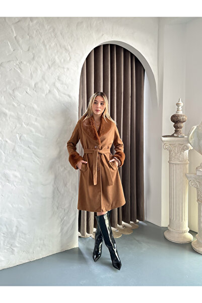 verabelle Long Faux Fur Detailed Coat