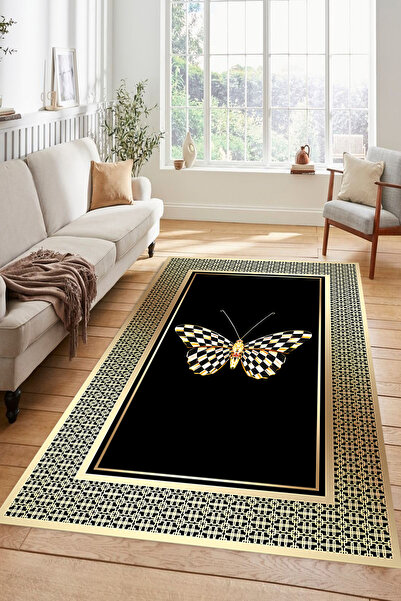 Kessy Home Studio Avangard Kelebek Temalı Salon Halısı Dijital Baskı Makinede...