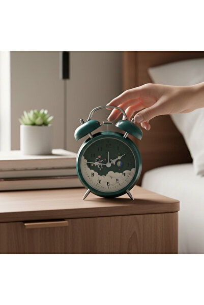 hediyesahibi Astronot Tasarımlı Kırmızı Masa Üstü Büyük Boy Alarmlı Çalar Saa...