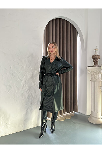 verabelle Faux Leather Trench Coat