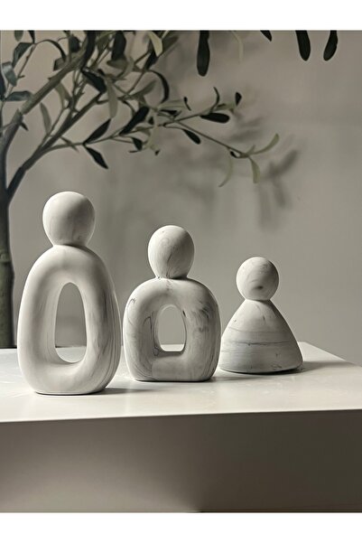 Otantik Dekoratif Mermer Desenli Aile obje seti