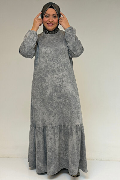 Eslina 52032 Φόρεμα με βολάν μεγάλου μεγέθους - Batik Grey