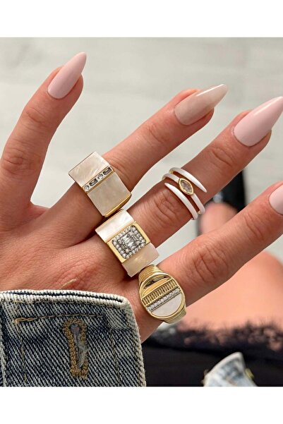 gingillo aksesuar خاتم ذهبي من حجر الباجيت اللؤلؤي موديل ماركة