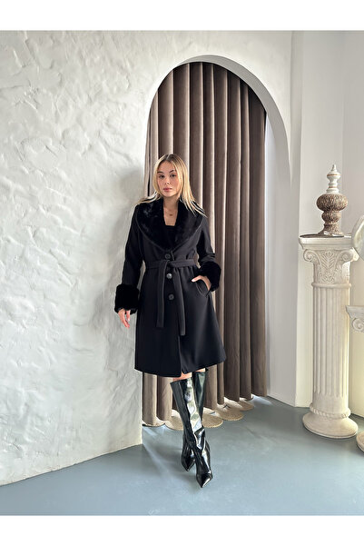 verabelle Long Faux Fur Detailed Coat