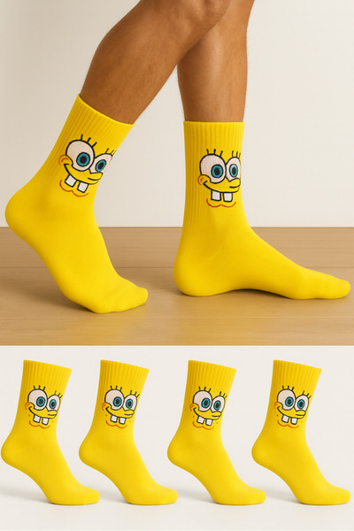 WORTHY SOCKS Unisex Cute Character College Socks 4-Pack