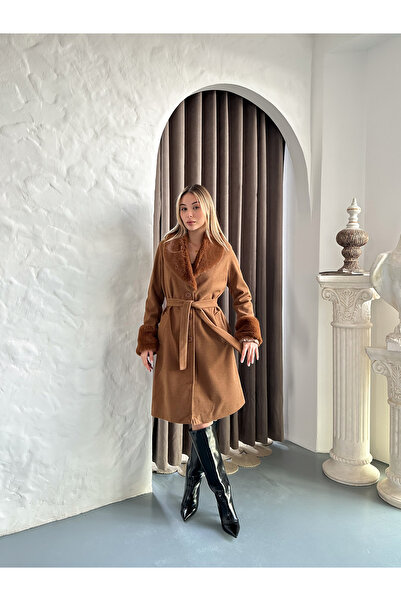 verabelle Long Faux Fur Detailed Coat