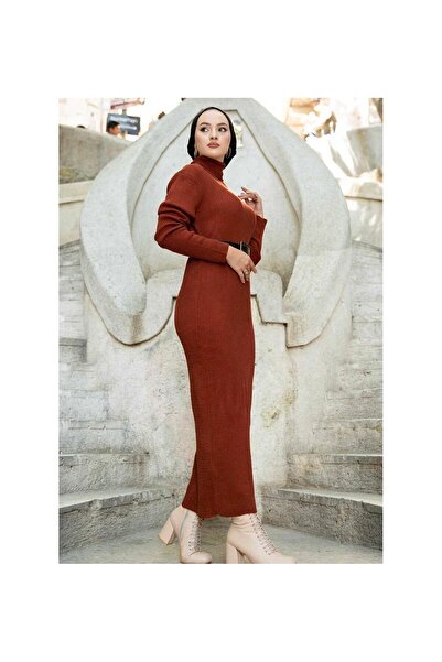 AXXAN kadın bogazlı triko kalem elbise standart beden 40/60 kilo için uygundur boy 125 cm