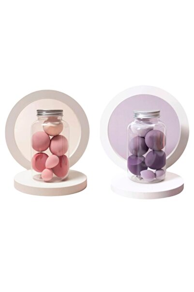 Valkry Set de 2 bureți de machiaj cu compartiment de călătorie în formă de borcan, multicolori