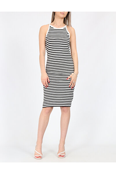 PIECES Rochie scurta, Alb/Negru