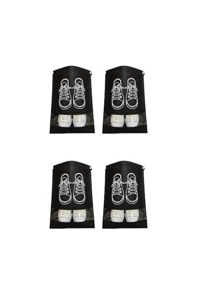 Valkry Set of 4 Shoe Storage Covers, Black, 44 x 32 cm