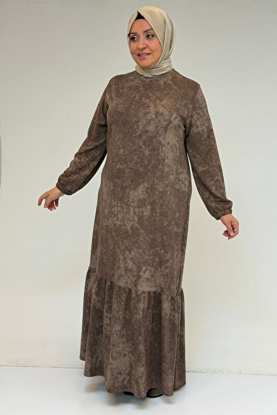 Eslina 52032 Plus Size Skirt Ruffled Tie-Dye Modal Dress - Tie-Dye Mink