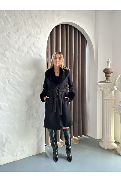 verabelle Long Faux Fur Detailed Coat