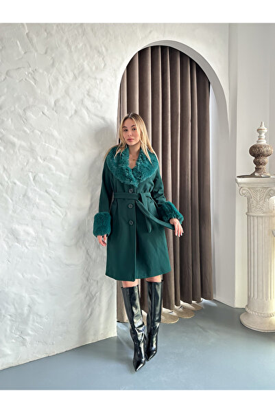 verabelle Long Faux Fur Detailed Coat