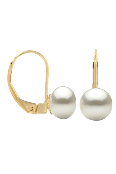 Kaskadda Cercei Perle Albe Naturale 7–8 mm, Aur Galben 14K, Formă Buton, Tort...