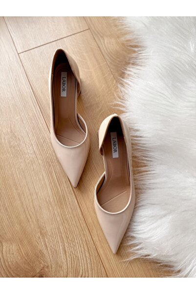 labor Selection Patent Leather Stiletto Pointed Toe Women's Heeled Shoes Thick Heel 9 cm