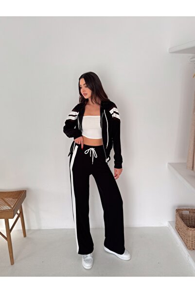 TheyYou cu glugă Set de trening cu două dungi / Trening cu două dungi și talie reglabilă cu glugă