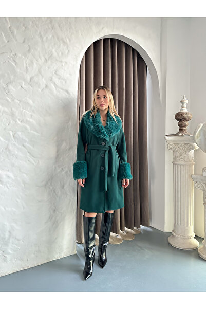 verabelle Long Faux Fur Detailed Coat